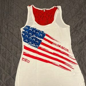 Patriotic tank top.